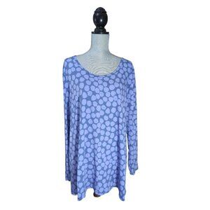 LuLaRoe Lynnae Top Shirt Womens 3XL Purple Blue‎ Polkadot Long Sleeve